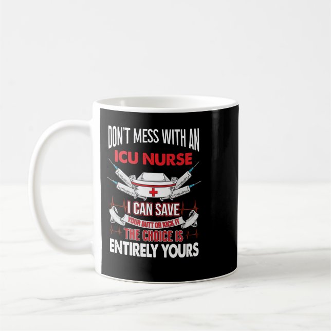 Caneca De Café Enfermeira da ICU Enfermeira Pun Engraçado Enferma (Esquerda)