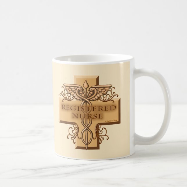 Caneca De Café Enfermeira de Caduceu Cruzada RN (Direita)