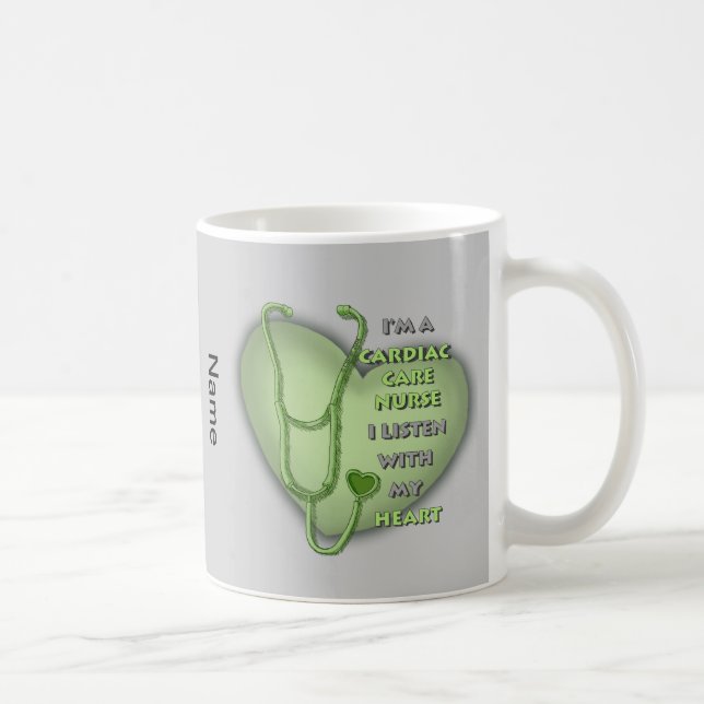 Caneca De Café enfermeira de cuidados cardíacos Coração Verde (Direita)