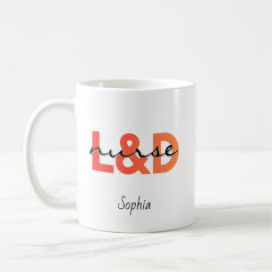 Caneca De Café Enfermeira de L&D Personalizada Tipografia Negrito
