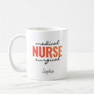 Caneca De Café Enfermeira de Med Cir Personalizada com Tipografia