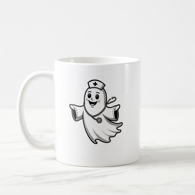 Caneca De Café Enfermeira de Mug Diversão de Halloween (Esquerda)