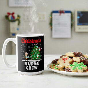 Caneca De Café Enfermeira de Natal com Papais noeis e renas
