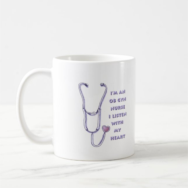 Caneca De Café Enfermeira de Obstetrícia e Ginecologia do Coração (Esquerda)