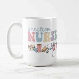 Caneca De Café Enfermeira de Oncologia Colorida Estética Retro