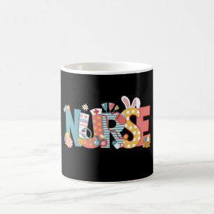 Caneca De Café Enfermeira de Páscoa Estetoscópio Coelho Ovos Coel