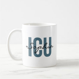 Caneca De Café Enfermeira de UTI Nome Personalizado Tipografia Mi