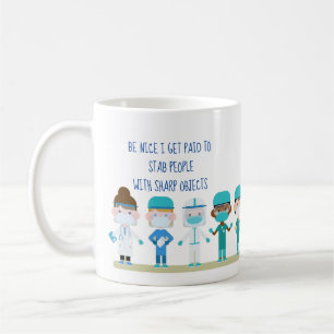 Caneca De Café Enfermeira Divertida Dr. Stab Pessoas Sharp Object