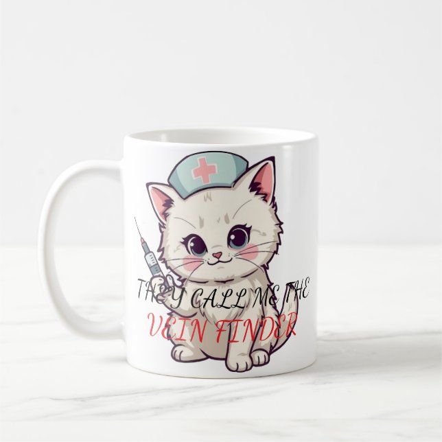 Caneca De Café Enfermeira Divertida Gato Localizador de Veias Per (Esquerda)