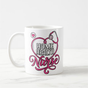 Caneca De Café Enfermeira Domiciliar Camisa com Estetoscópio Rosa