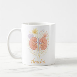 Caneca De Café Enfermeira e Técnica de Nefrologia Anatômica Flora