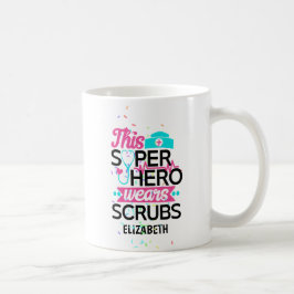 Caneca De Café Enfermeira - Este Superherói Veste Scrubs - Adicio