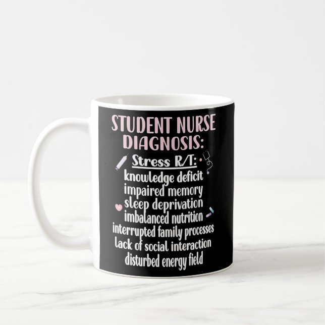 Caneca De Café Enfermeira Estudante Diagnóstico Enfermando Estuda (Esquerda)