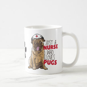 Caneca De Café Enfermeira Fofa Ama Presente de Pug RN Mãe de Cach