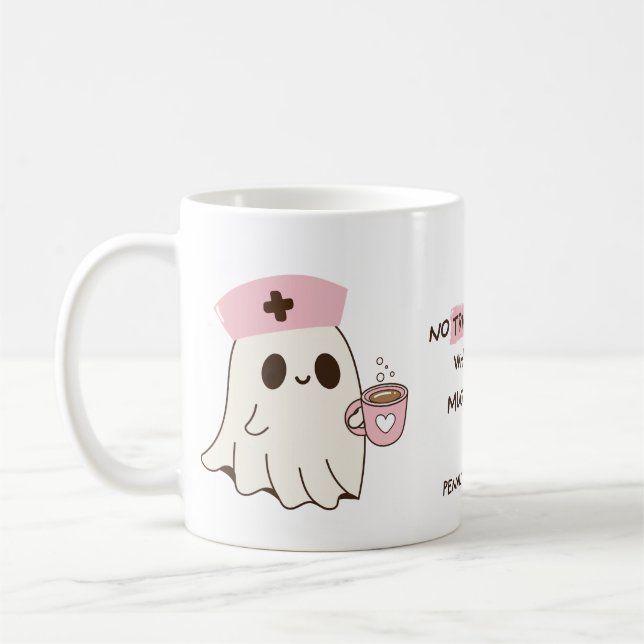 Caneca De Café Enfermeira Ghost Halloween Mug - 11oz (Esquerda)