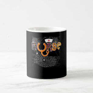 Caneca De Café Enfermeira Halloween Com Aranha Pumpkin Boo