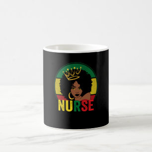 Caneca De Café Enfermeira Mulher Negra Afro Melanina Vintage Hist