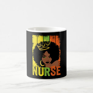 Caneca De Café Enfermeira Mulher Negra Afro Melanina Vintage Hist