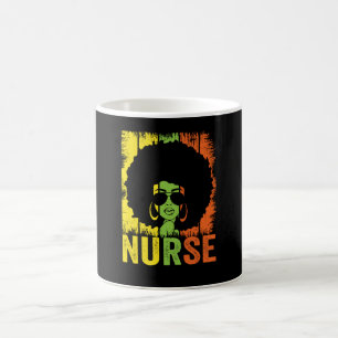 Caneca De Café Enfermeira Mulher Negra Afro Melanina Vintage Hist
