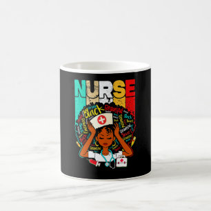 Caneca De Café Enfermeira Mulher Negra Afro Retro Correspondente