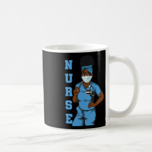 Caneca De Café Enfermeira Negra Máscara Uniforme Afro-Africana