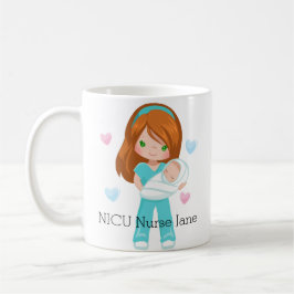 Caneca De Café Enfermeira NICU de Cabelo Vermelho Personalizado c