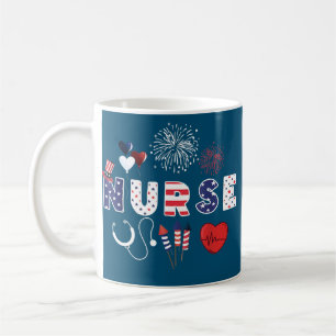Caneca De Café Enfermeira Orgulho EUA Bandeira Estetoscópio Enfer