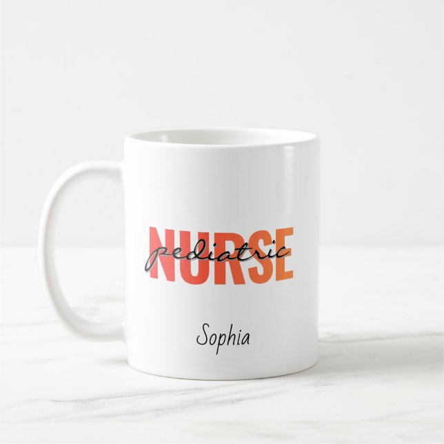 Caneca De Café Enfermeira Pediátrica Personalizada Nome (Esquerda)