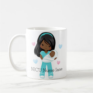 Caneca De Café Enfermeira personalizada do afro-americano NICU