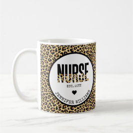 Caneca De Café Enfermeira Personalizada Est Cheetah RN