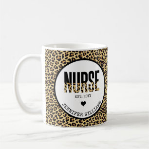 Caneca De Café Enfermeira Personalizada Est Cheetah RN Graduaçã