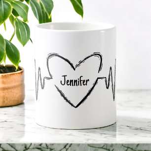 Caneca De Café Enfermeira Personalizada Médico Batimento Cardíaco