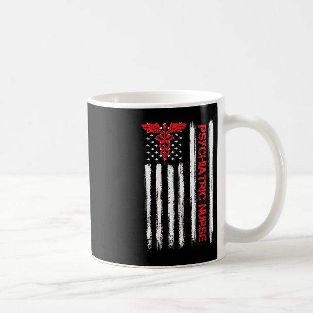 Caneca De Café Enfermeira Psiquiátrica Flag American RN Mental He (Direita)