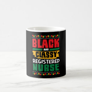 Caneca De Café Enfermeira Registrada Afro-Americana Preta e Elega