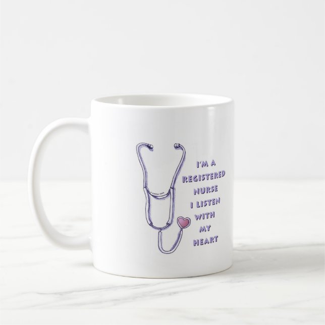 Caneca De Café Enfermeira Registrada Coração (Esquerda)
