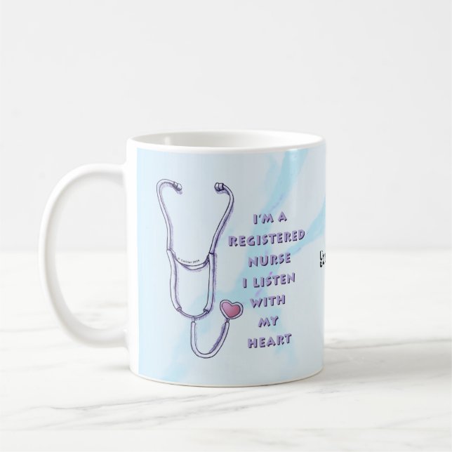Caneca De Café Enfermeira Registrada Coração (Esquerda)