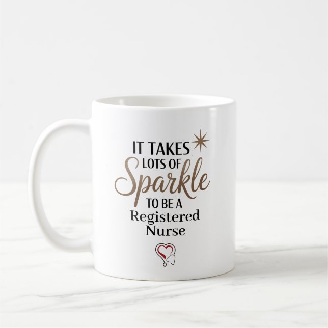 Caneca De Café Enfermeira Registrada Personalizada com Brilho (Esquerda)