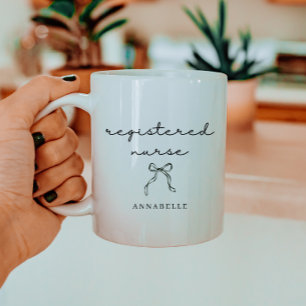 Caneca De Café Enfermeira Registrada Personalizada Minimalista Le