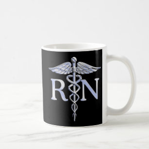 Caneca De Café Enfermeira Registrada RN Silver Caduceus Cobra Pre