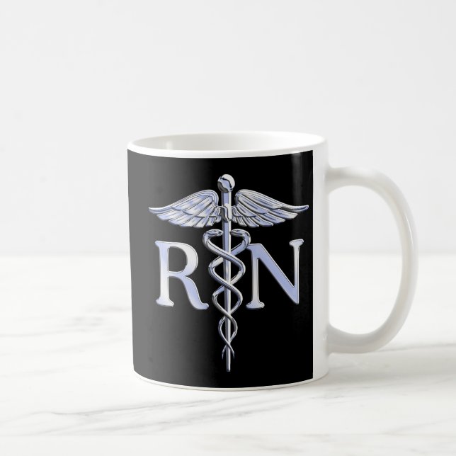 Caneca De Café Enfermeira Registrada RN Silver Caduceus Cobra Pre (Direita)