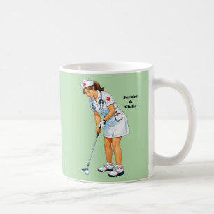 Caneca De Café Enfermeira Registrada Uniformizada Dando Tacada na