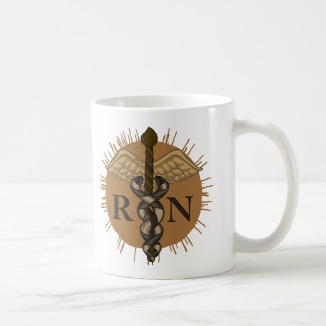 Caneca De Café Enfermeira RN Caduceus (Direita)