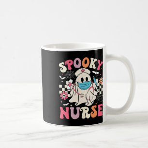 Caneca De Café Enfermeira Spooky Ghost Halloween Cute Groovy Enfe