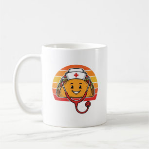 Caneca De Café Enfermeira Taco Retro Vintage Design de Gravura_1
