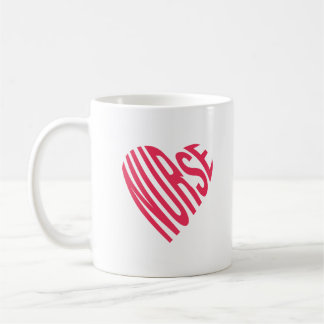 Caneca De Café Enfermeira texto em forma de coração