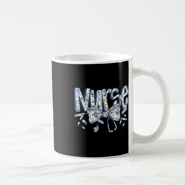 Caneca De Café Enfermeiro Arco Coquette Azul Estetoscópio Enferme (Direita)