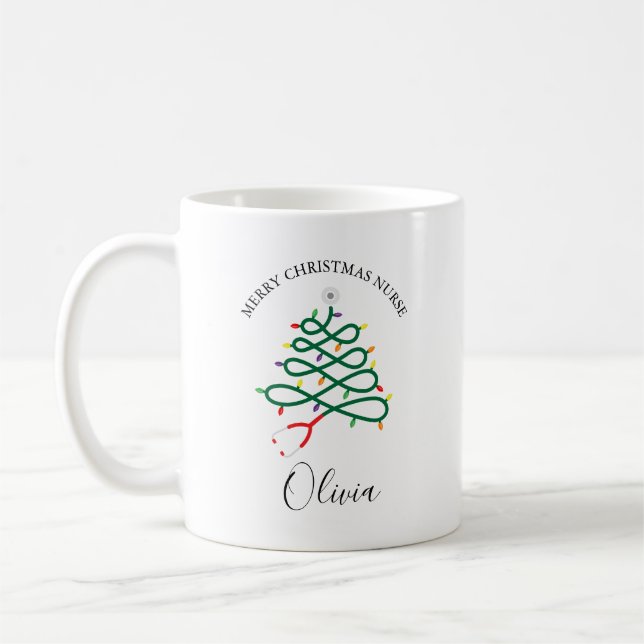 Caneca De Café Enfermeiro Combustível - Festa de Natal Personaliz (Esquerda)