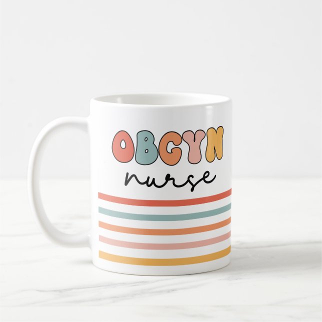 Caneca De Café Enfermeiro de OBGYN Retro (Esquerda)
