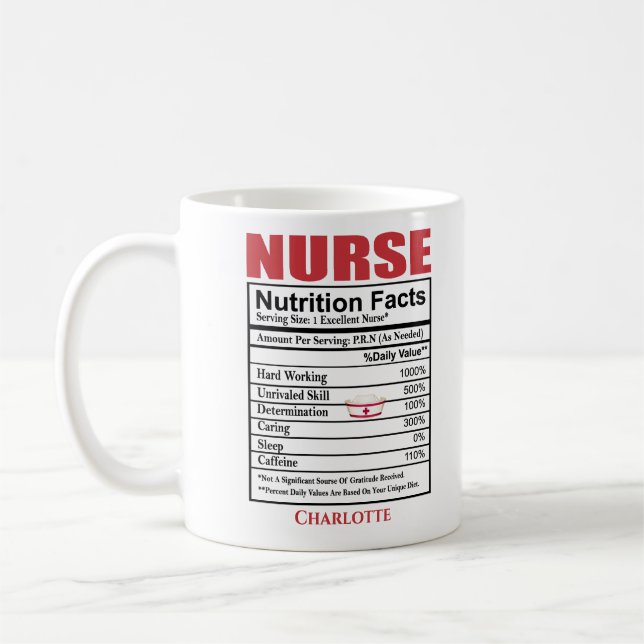 Caneca De Café Enfermeiro Inspirador de Fatos Nutricionais (Esquerda)