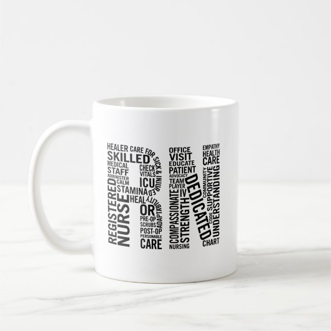 Caneca De Café Enfermeiro Registrado Word Art RN (Esquerda)
